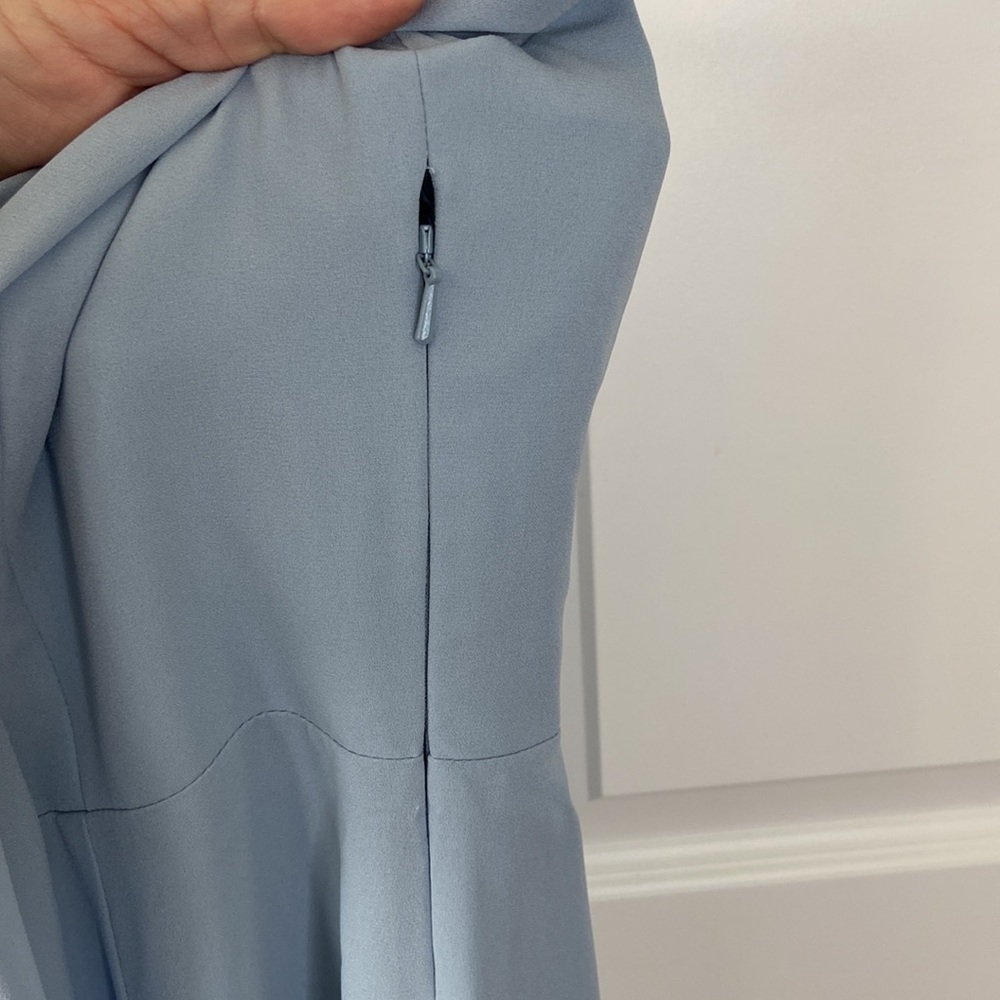 BHDN Long Sleeved Cocktail Dress, Blue‎ / Grey, Sheer Sleeves, NWT, size 2 - Picture 8 of 10